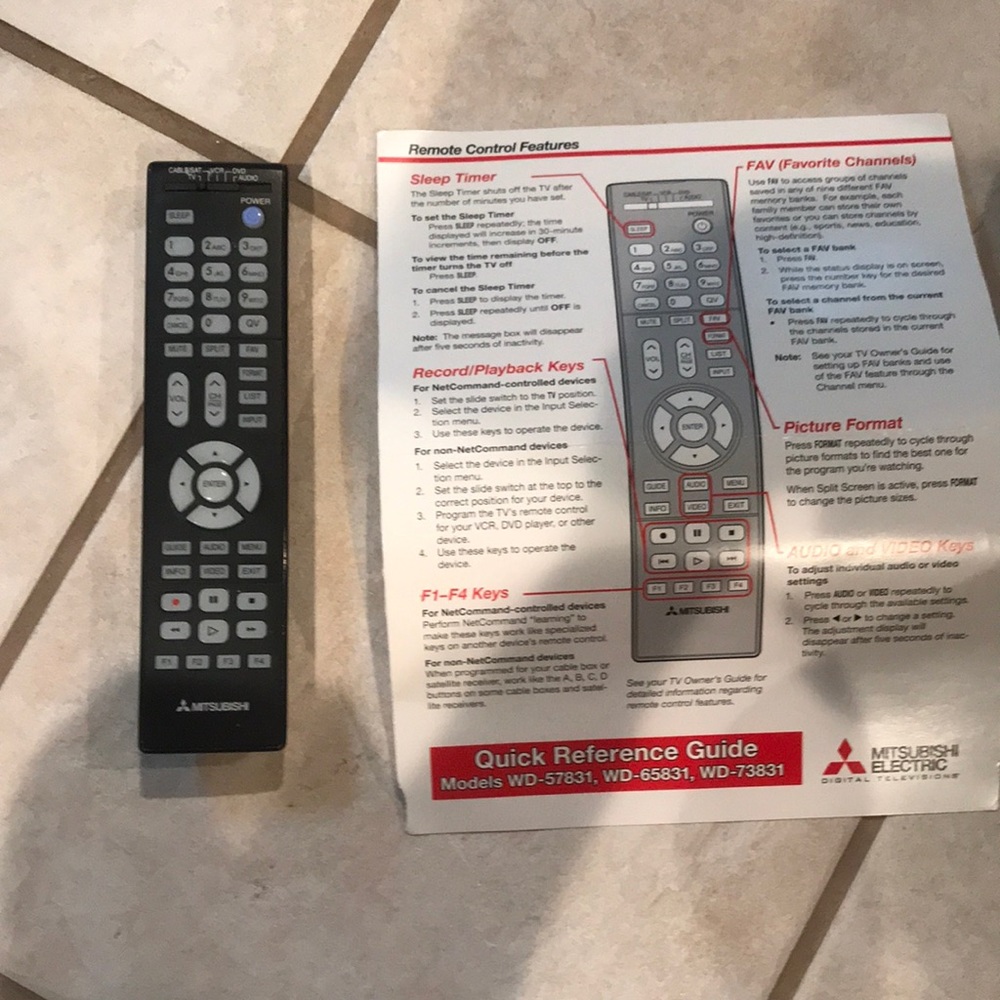 Mitsubishi TV Remote